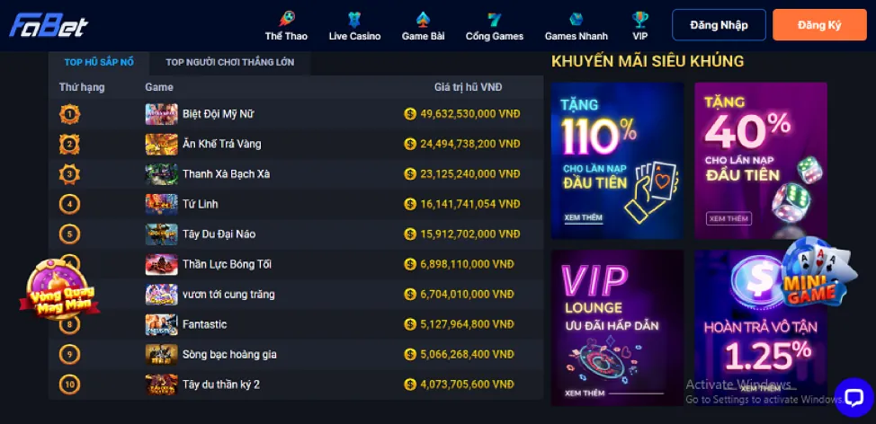 Hoàn trả thể thao và casino 777hu88